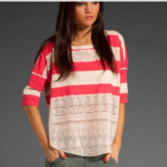 Free People Tops - Free People Stripey Lace Top